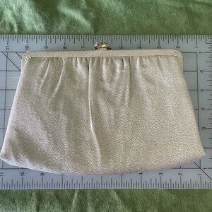 Vintage Gold-Tone Clutch Purse With Rose Clasp & Chain Strap Evening Bag
